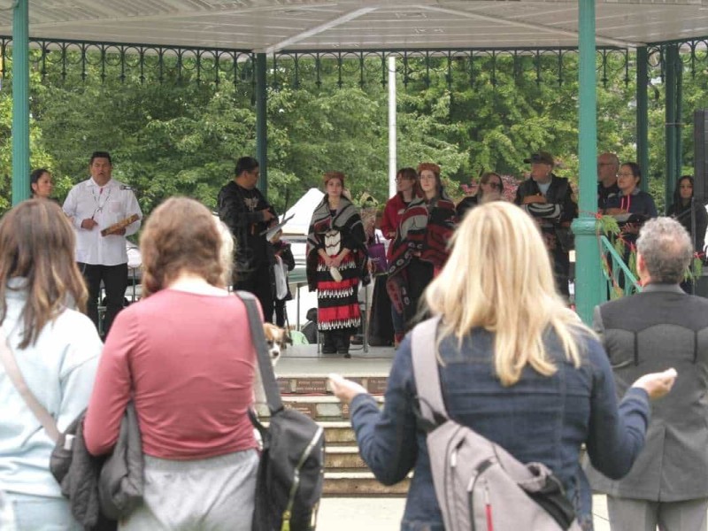 people watch on the Indigenous song and dance sharing