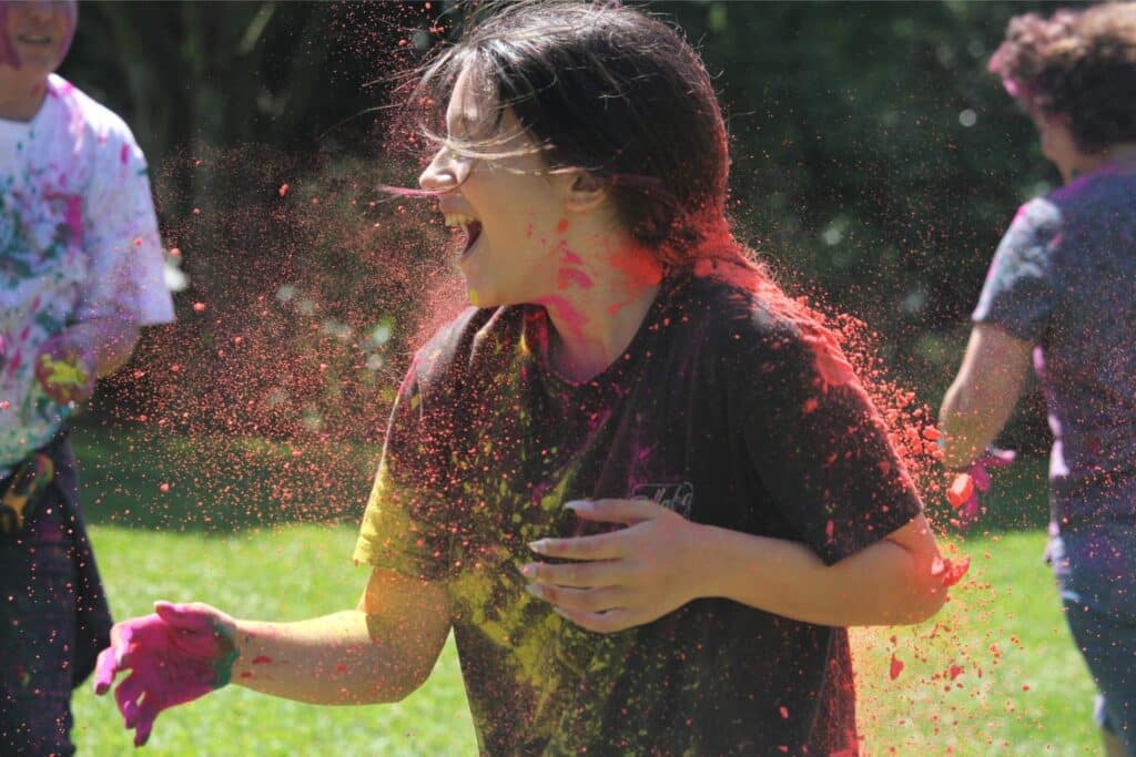 holi being played at event