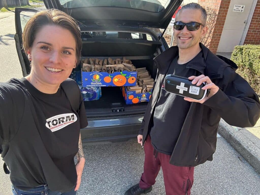 lunch bags loaded in car for distribution