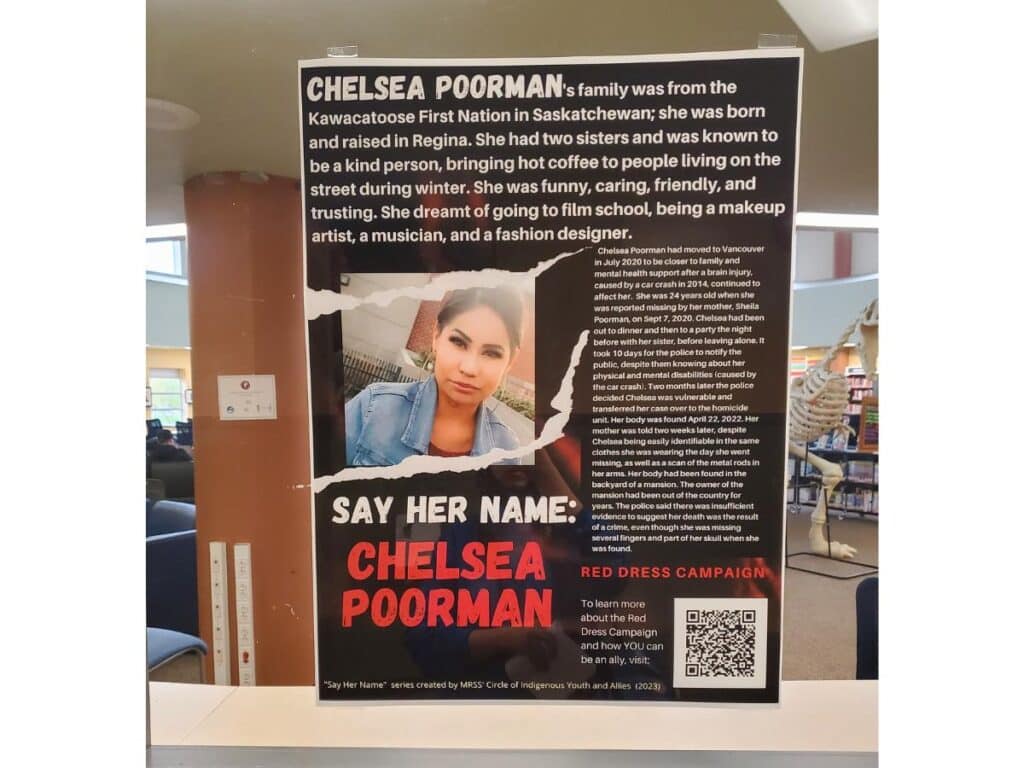 poster on library window 