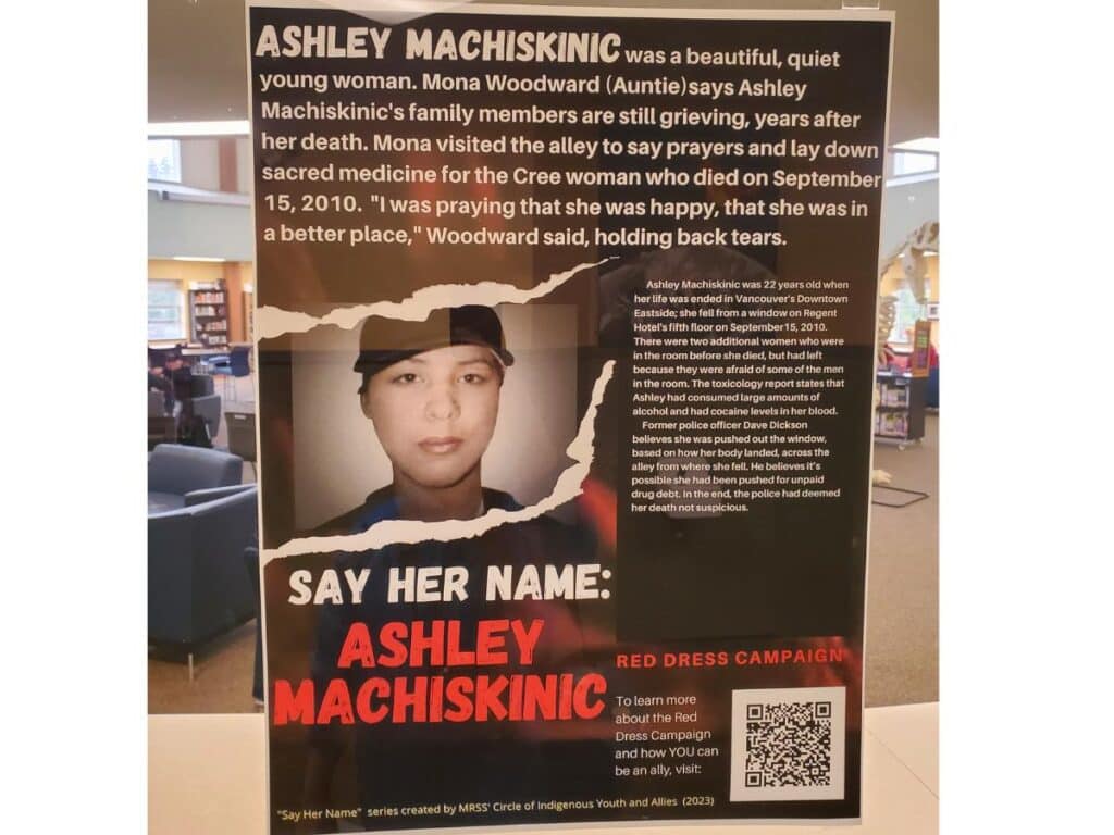 poster on library window 